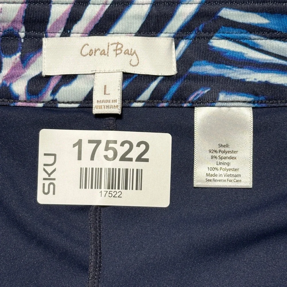 Coral Bay Skort Womens Large Blue Pink Abstract Athletic Pockets Stretch